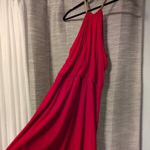 MSK Gold Necklace Halter Dress